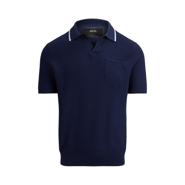 Refined Navy/Office Blue Performance Cotton-Blend Polo Sweater RLX 2