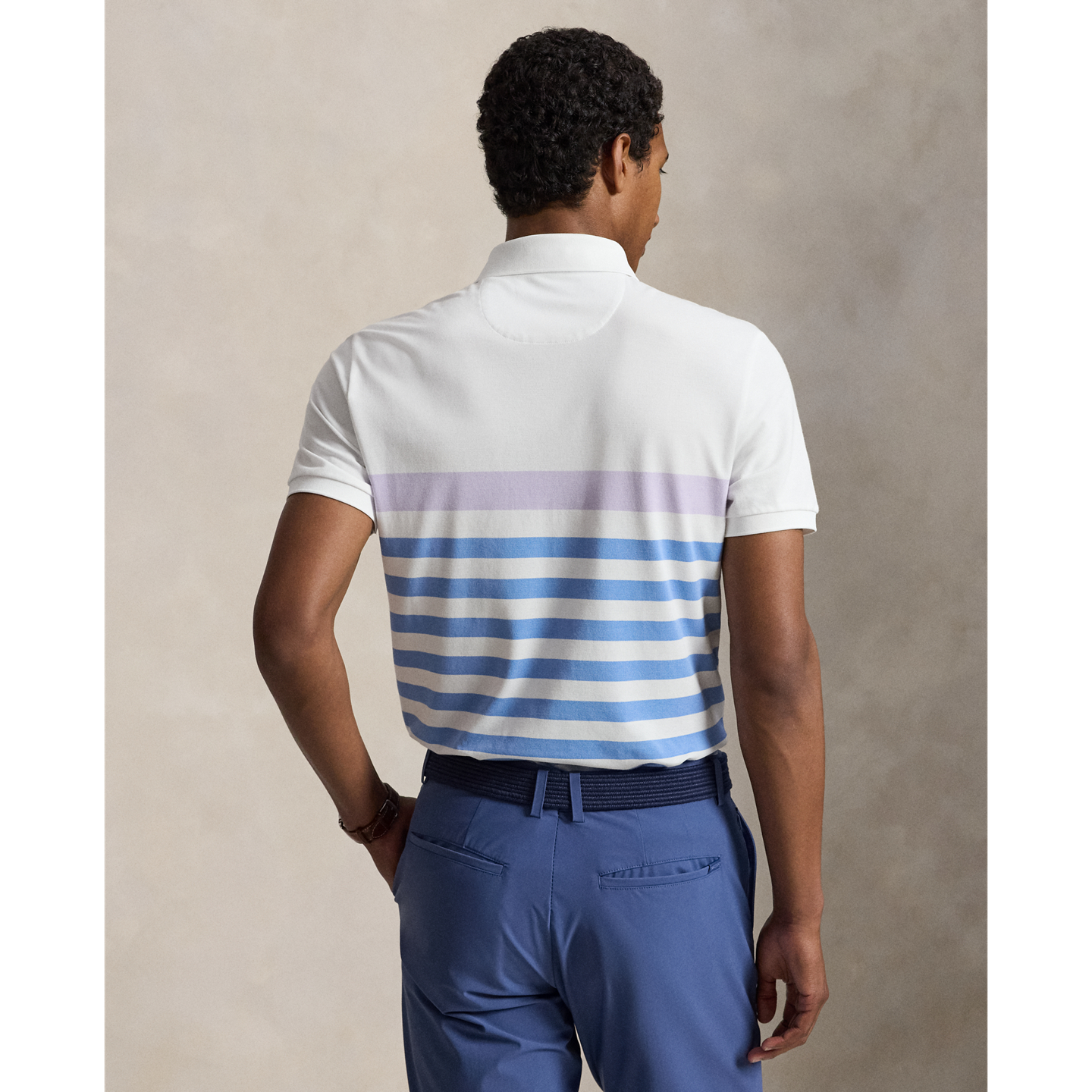 Мужское поло Ralph Lauren Tailored Fit Performance Polo, цвет: Сиреневый разноцветный — фото 2