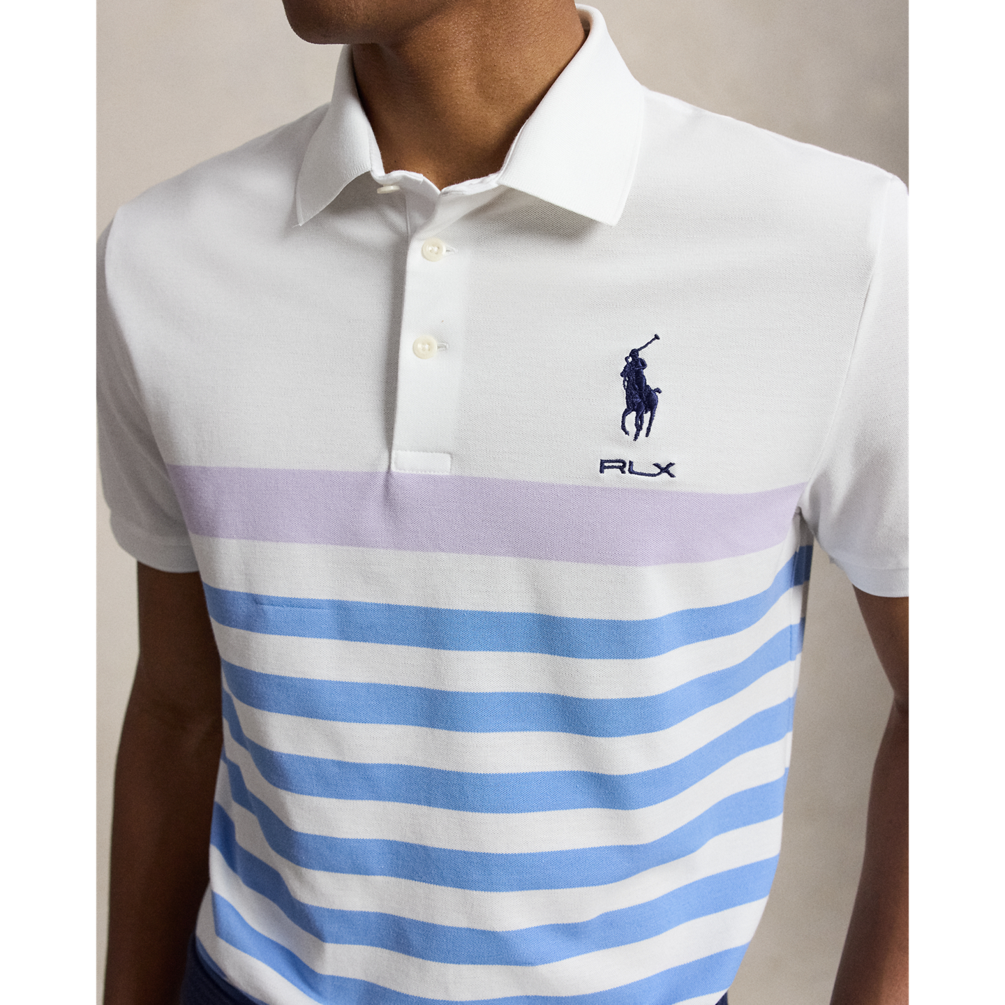 Мужское поло Ralph Lauren Tailored Fit Performance Polo, цвет: Сиреневый разноцветный — фото 3