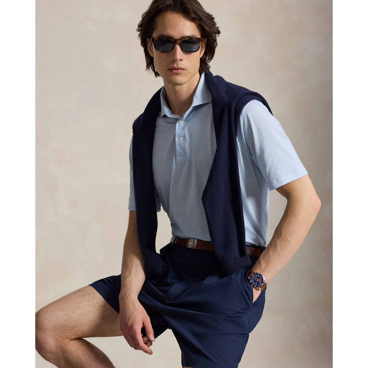Мужское поло Ralph Lauren Classic Fit Performance Polo, цвет: Синий — фото 4