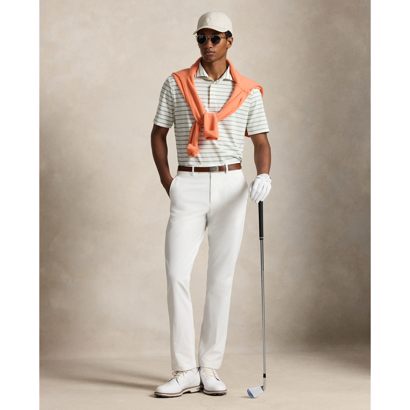 Мужское поло Ralph Lauren Classic Fit Performance Polo, цвет: Светлый зелёный / Белый — фото 1