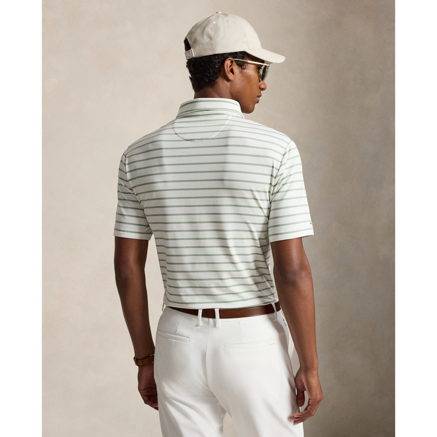 Мужское поло Ralph Lauren Classic Fit Performance Polo, цвет: Светлый зелёный / Белый — фото 2