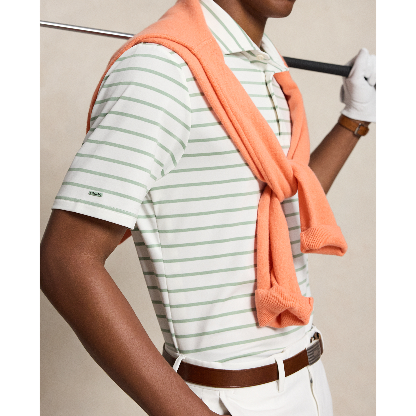 Мужское поло Ralph Lauren Classic Fit Performance Polo, цвет: Светлый зелёный / Белый — фото 3