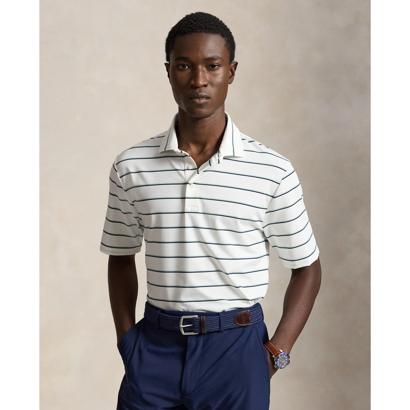 Мужское поло Ralph Lauren Classic Fit Performance Polo, цвет: Белый разноцветный — фото 4