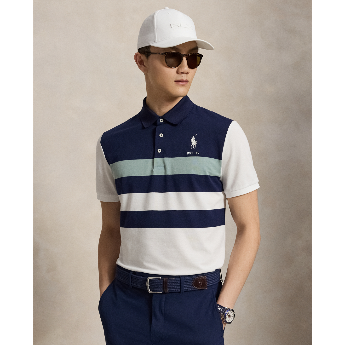 Мужское поло Ralph Lauren Tailored Fit Performance Polo, цвет: Тёмно-синий разноцветный — фото 4