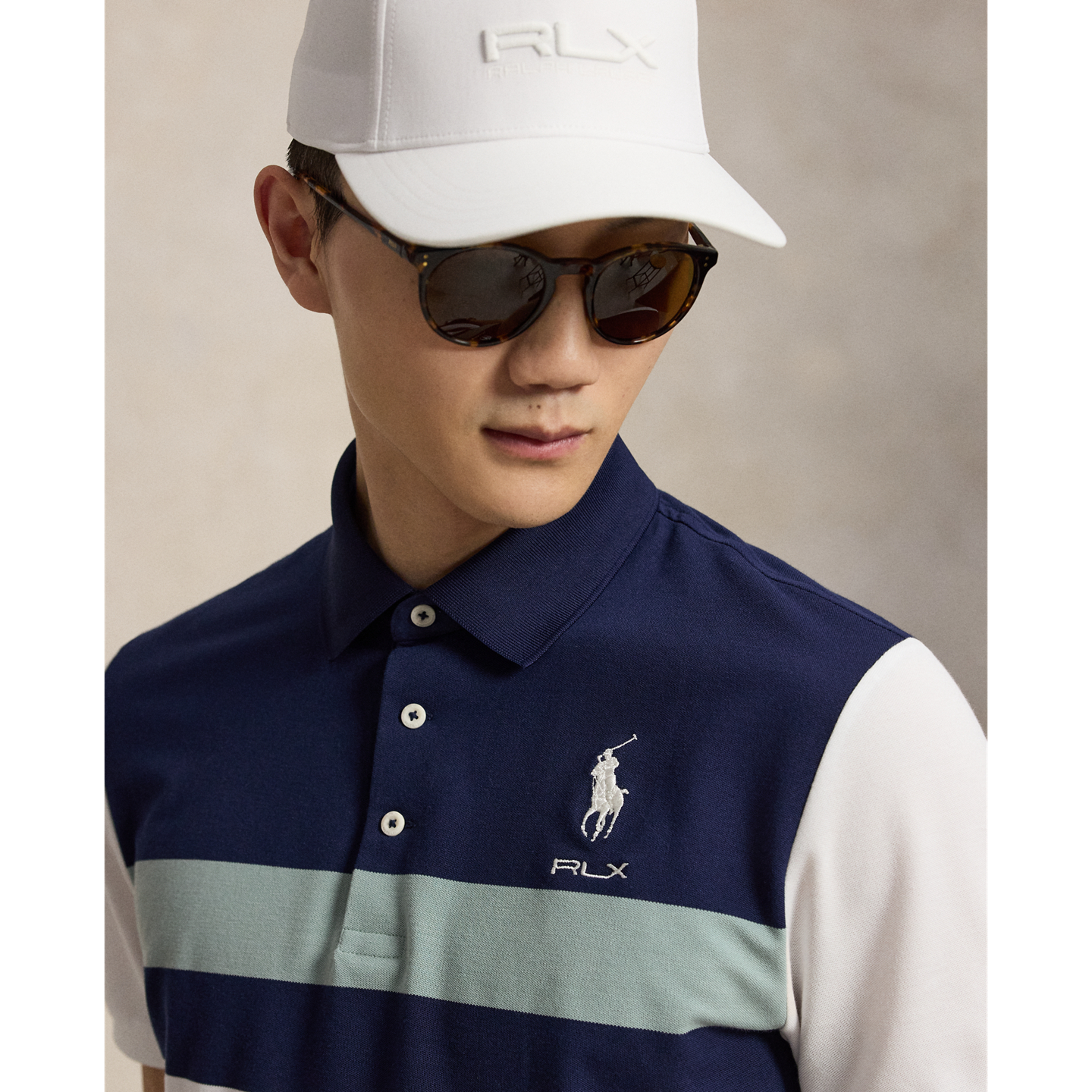 Мужское поло Ralph Lauren Tailored Fit Performance Polo, цвет: Тёмно-синий разноцветный — фото 3