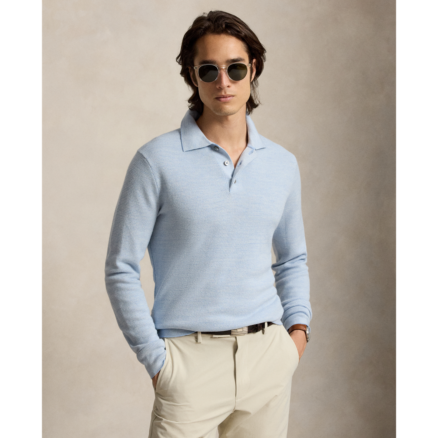 Мужской свитер Ralph Lauren Striped Performance Polo-Collar, цвет: Синий комбинированный — фото 5