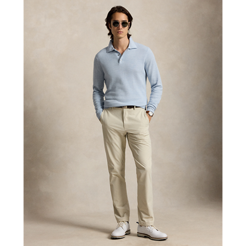 Мужской свитер Ralph Lauren Striped Performance Polo-Collar, цвет: Синий комбинированный