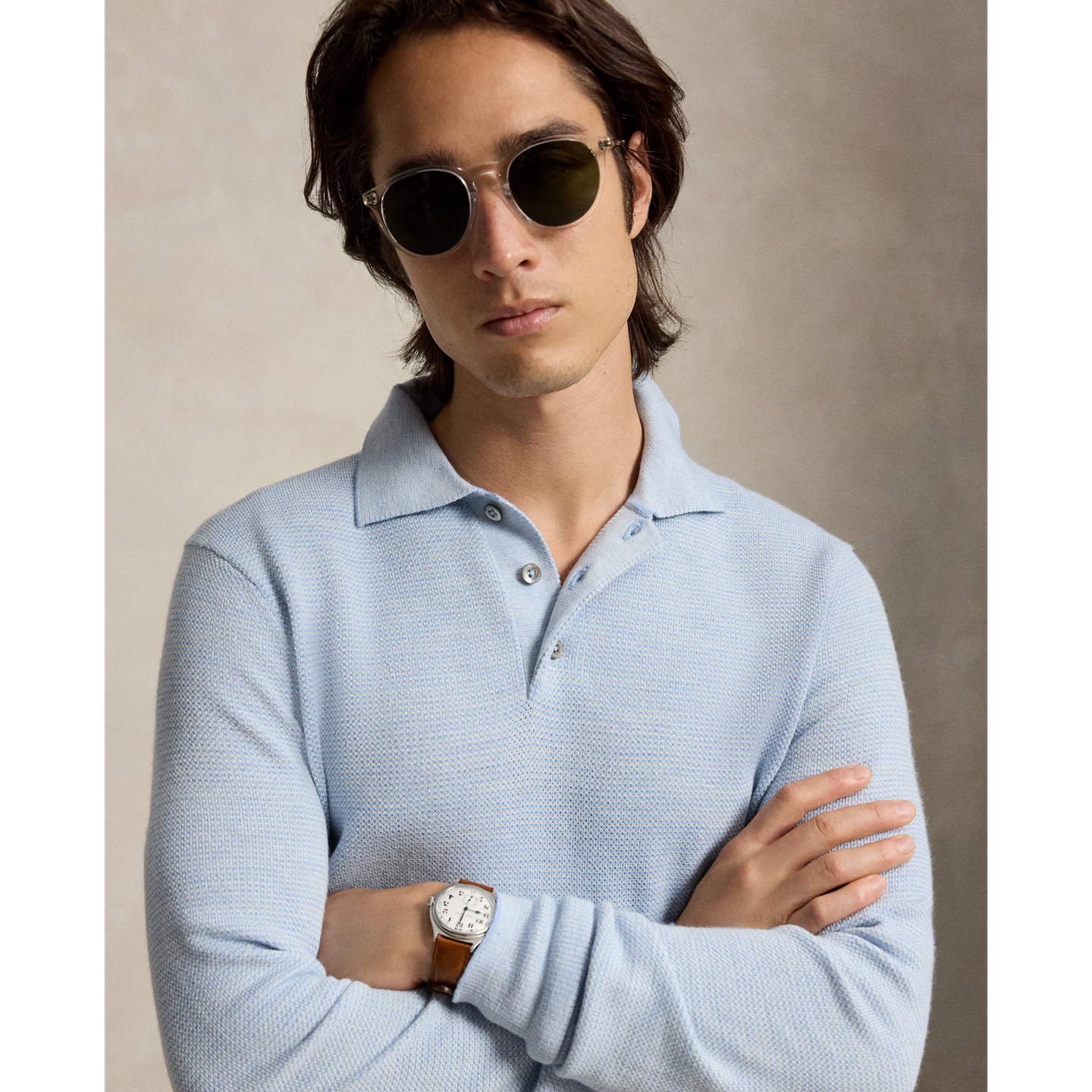 Мужской свитер Ralph Lauren Striped Performance Polo-Collar, цвет: Синий комбинированный — фото 3