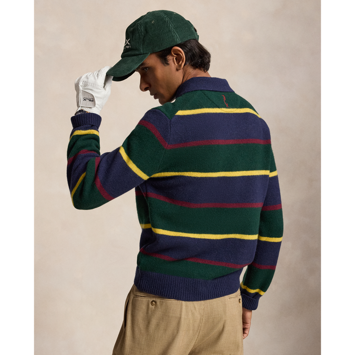 Мужской свитер Ralph Lauren Striped Wool-Blend Polo-Collar, цвет: Тёмно-синий разноцветный — фото 2