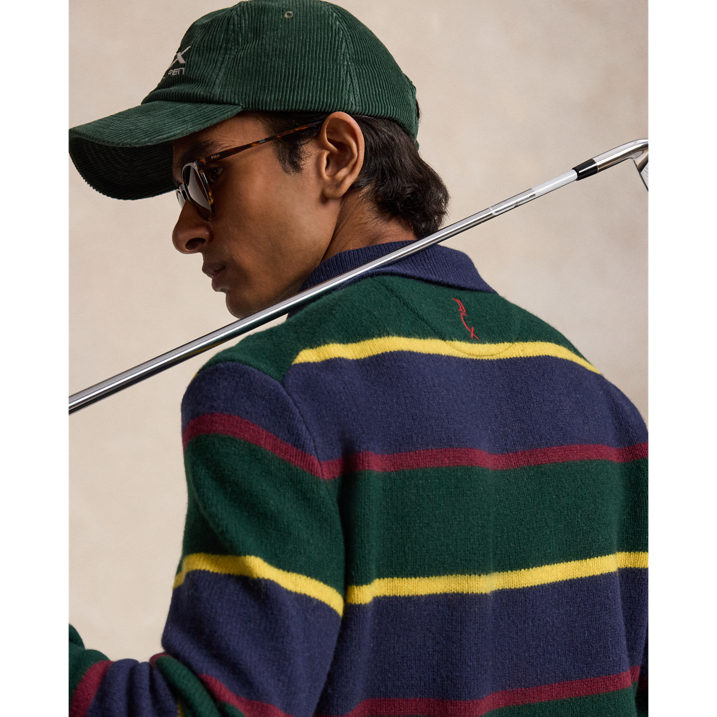 Мужской свитер Ralph Lauren Striped Wool-Blend Polo-Collar, цвет: Тёмно-синий разноцветный — фото 4