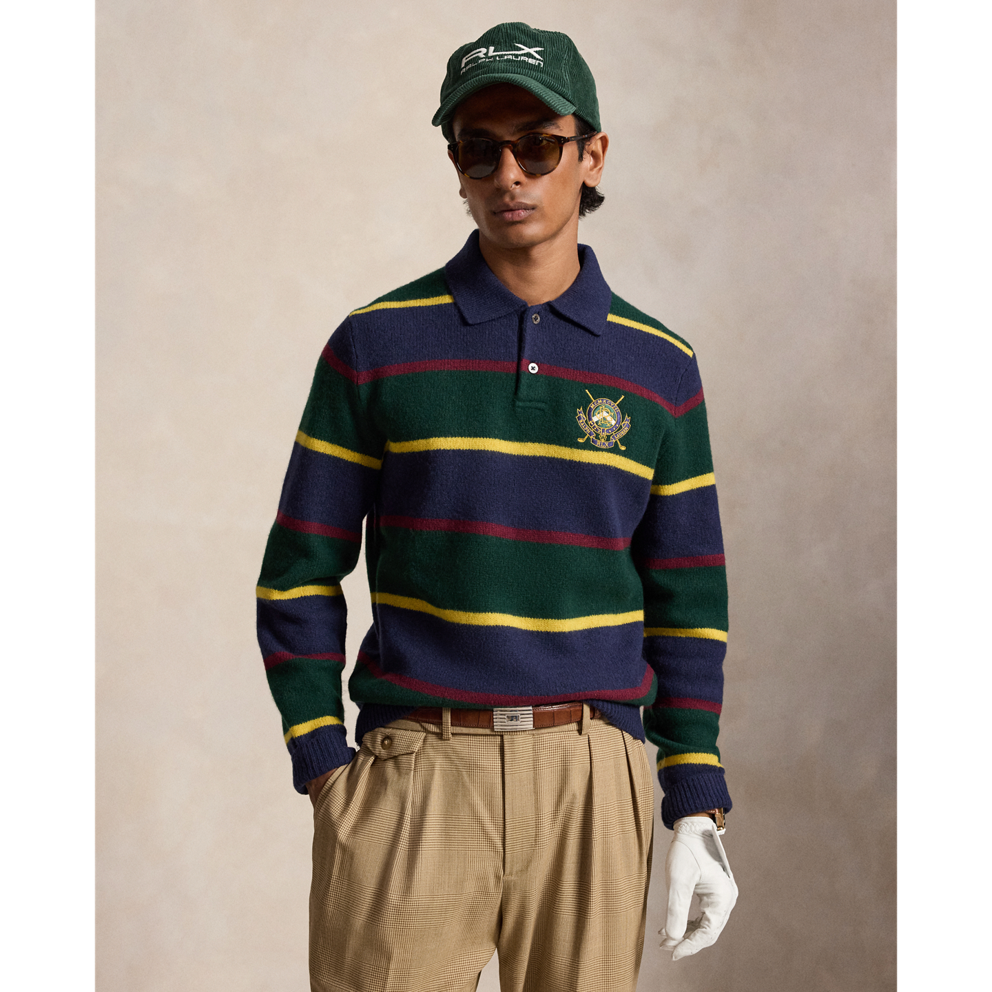 Мужской свитер Ralph Lauren Striped Wool-Blend Polo-Collar, цвет: Тёмно-синий разноцветный — фото 5