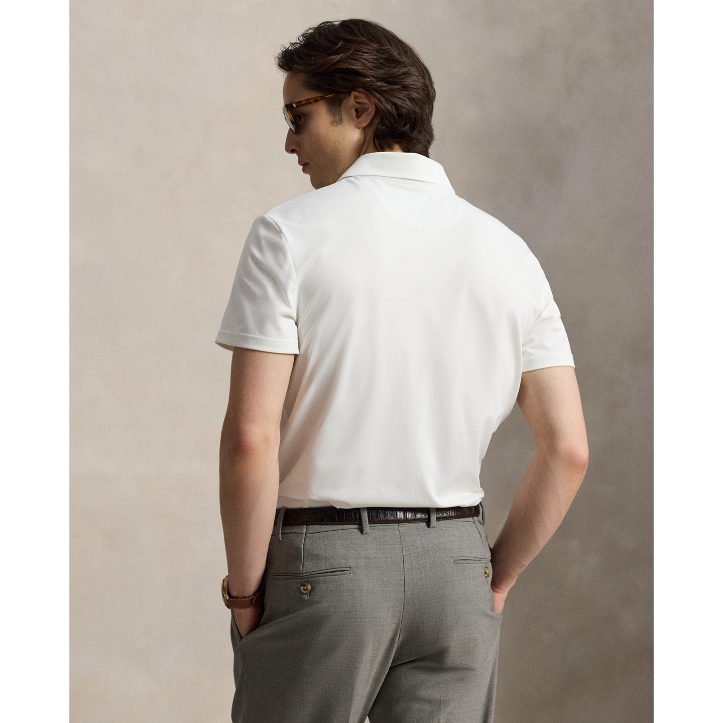 Мужская рубашка-поло Ralph Lauren Tailored Fit Polo Bear Performance, цвет: Белый — фото 2