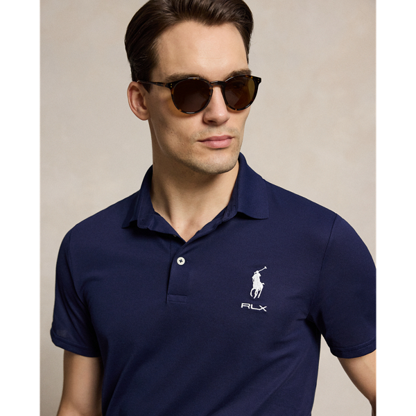 Biru Navy Elegan Kemeja Polo Fungsian Potongan Ikut Badan RLX 6