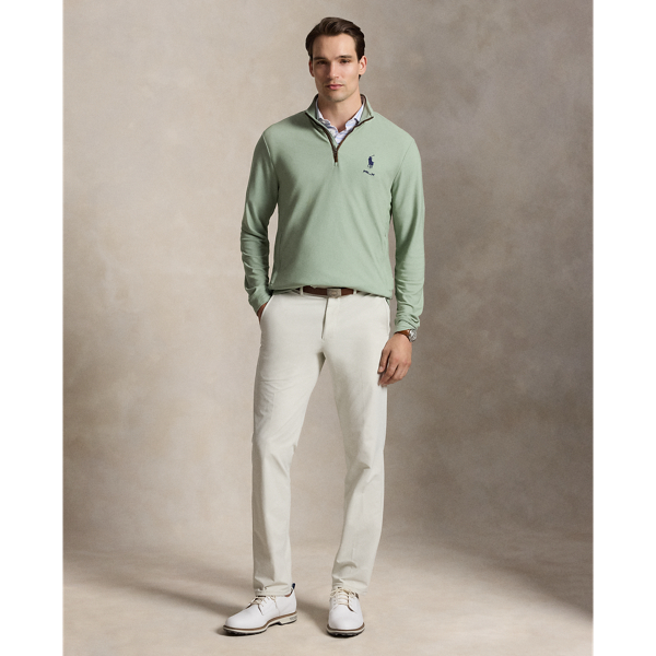 Pullover in piqu&eacute; con cerniera RLX in Verde chiaro 3