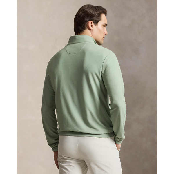 Pullover in piqu&eacute; con cerniera RLX in Verde chiaro 4