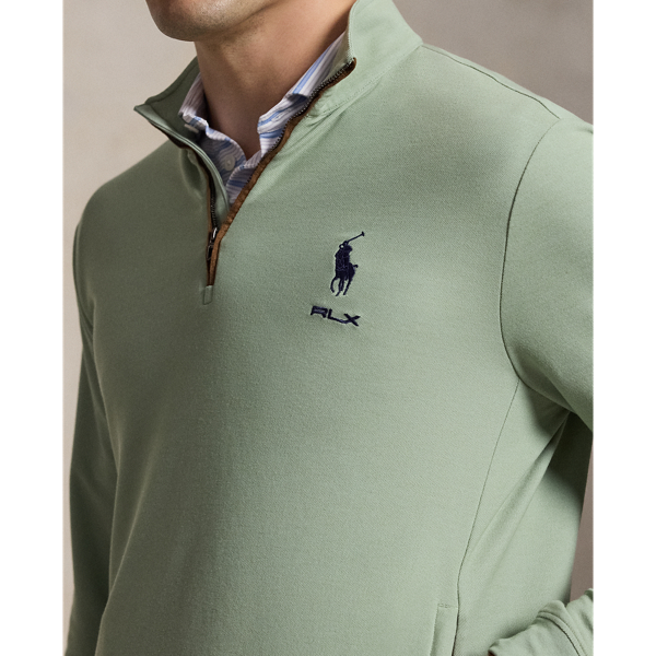 Pullover in piqu&eacute; con cerniera RLX in Verde chiaro 5