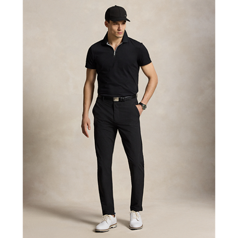 Мужское поло Ralph Lauren Tailored Fit Performance Zip Polo, цвет: Чёрный