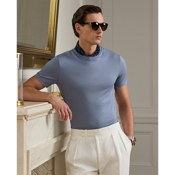 Soft Blue Lisle Crewneck T-Shirt Purple Label 1