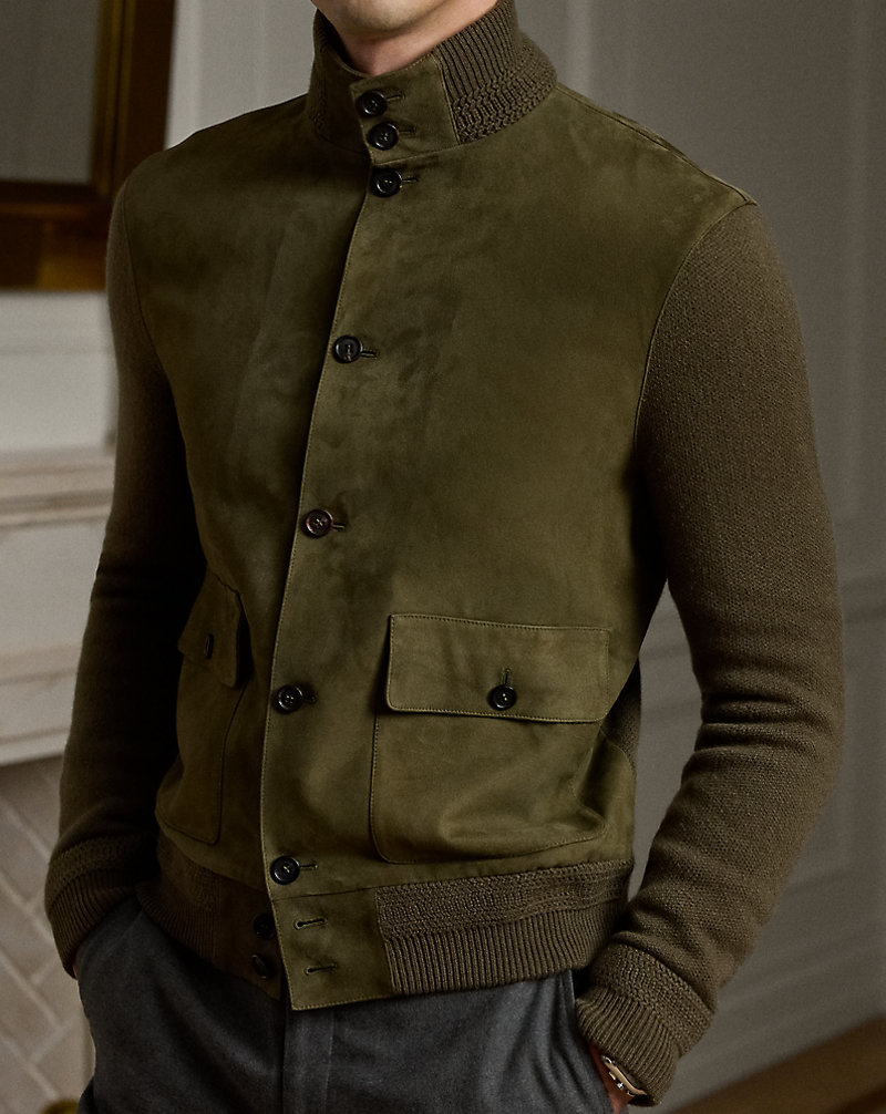 Suede-Front Cashmere Cardigan for Men | Ralph Lauren® SA Suede-Front Cashmere Cardigan for Men | Ralph Lauren® SA