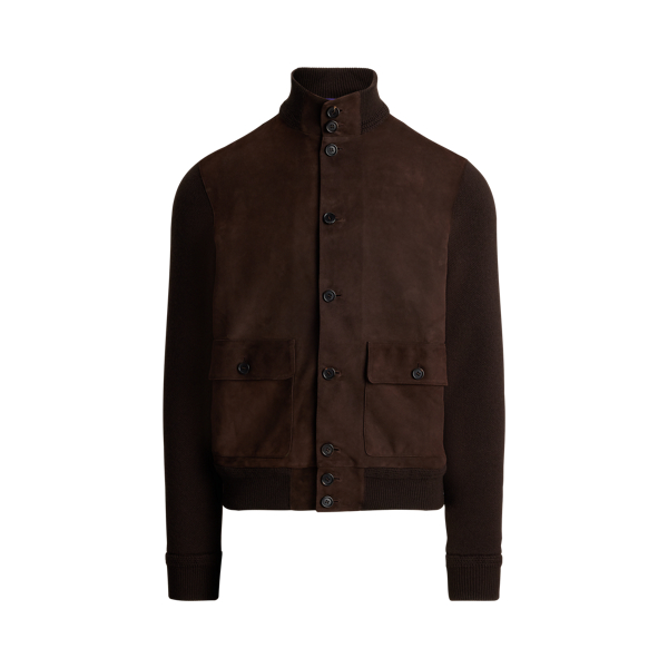 Kaschmirstrickjacke mit Wildleder