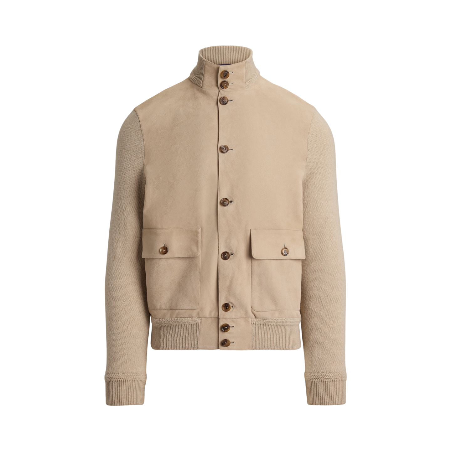 Мужской кардиган Ralph Lauren Suede-Front Cashmere, цвет: Шампань меланжевый — фото 6