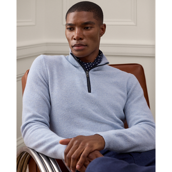 Cashmere Birdseye Quarter-Zip Sweater