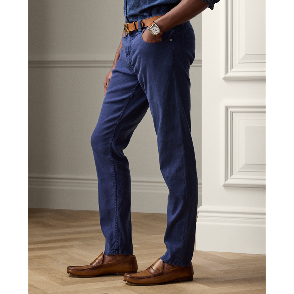 Island Indigo Slim Fit Stretch Linen-Cotton Jean Purple Label 5