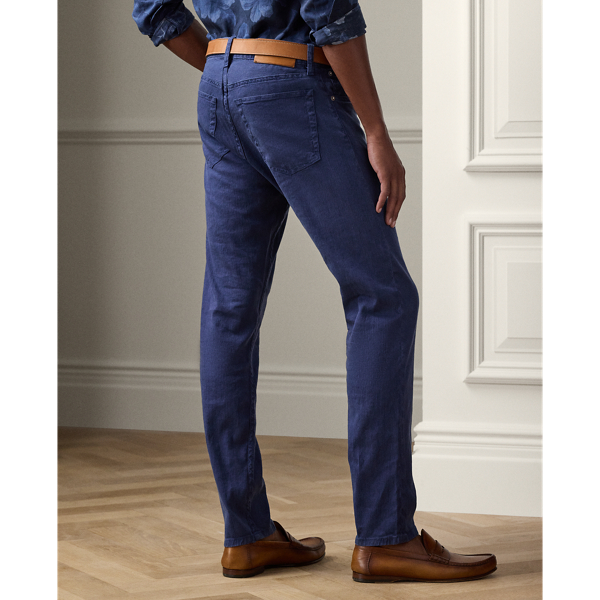 Island Indigo Slim Fit Stretch Linen-Cotton Jean Purple Label 6