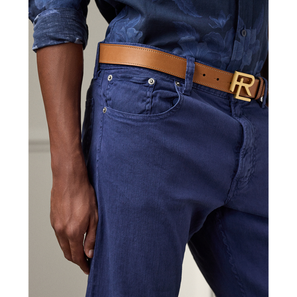 Island Indigo Slim Fit Stretch Linen-Cotton Jean Purple Label 7