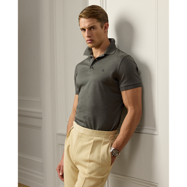 Pique Polo Gray Polo Khaki Pants Classic Fit Striped Pique Polo