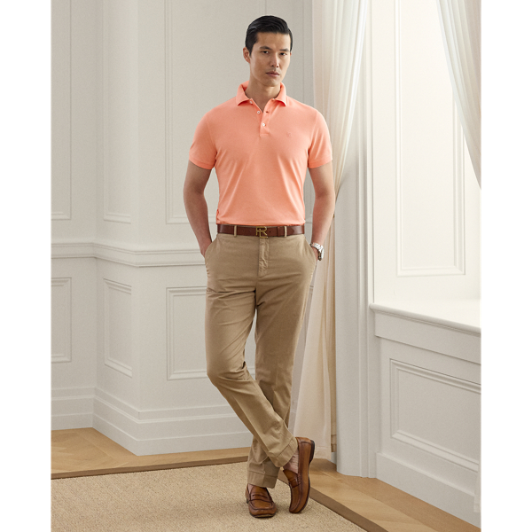 Custom-Slim-Fit Piqué-Poloshirt Purple Label in Korallenorange 4