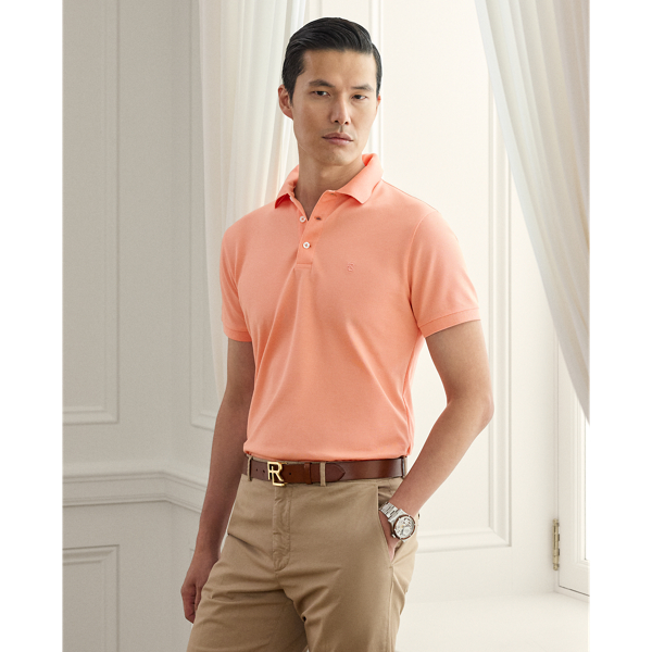 Custom-Slim-Fit Piqué-Poloshirt Purple Label in Korallenorange 7