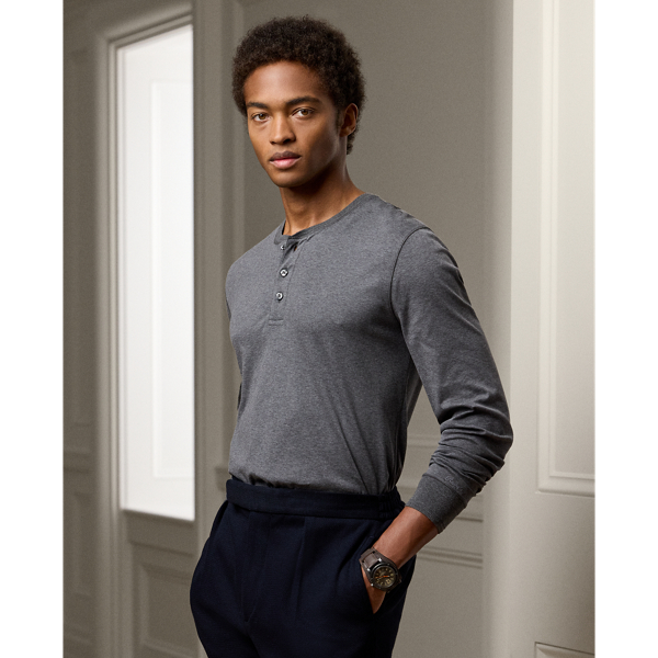 Henley sweatshirt men's clothing online