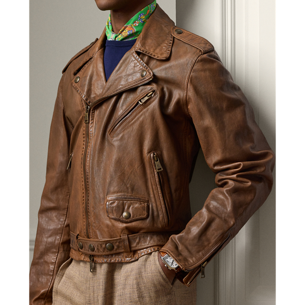 Gold Locklear Leather Moto Jacket Purple Label 7