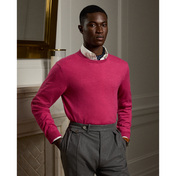 Men's pink crew neck sweater best sale