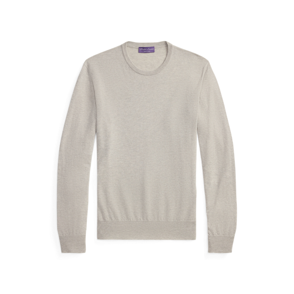 Pull col rond en cachemire Purple Label en Gris perle chin&eacute; 2