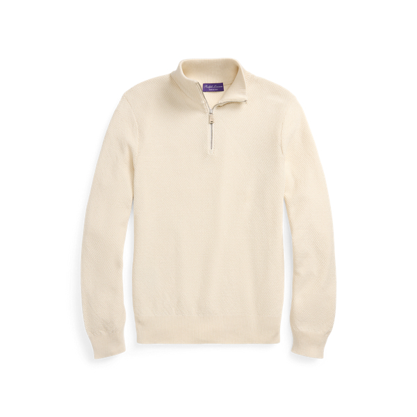 Textured Silk-Cotton Quarter-Zip Sweater