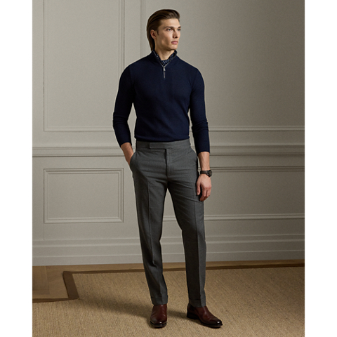 Ralph Lauren Textured Silk-Cotton Quarter-Zip Sweater