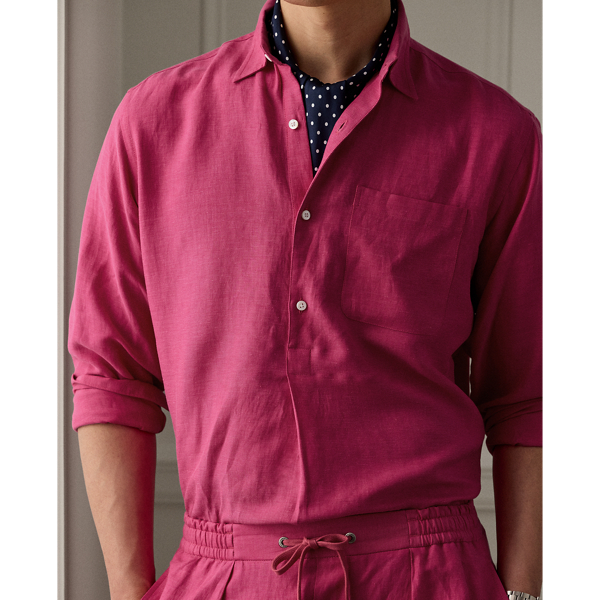 Cabaret / Fuschia Silk-Linen Popover Shirt Purple Label 6
