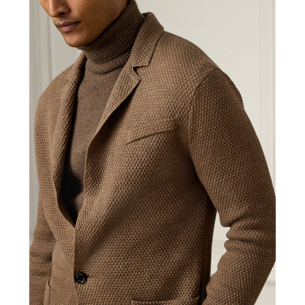 Soft Mocha Textured Linen-Blend Blazer Cardigan Purple Label 6