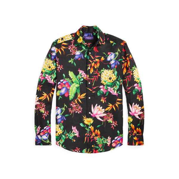 Camisa de lino con estampado bot&aacute;nico Purple Label en 1