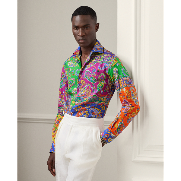 Paisley Patchwork-Print Linen Shirt