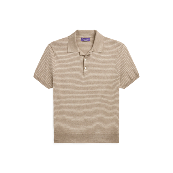 Striped Silk-Cotton Polo-Collar Jumper