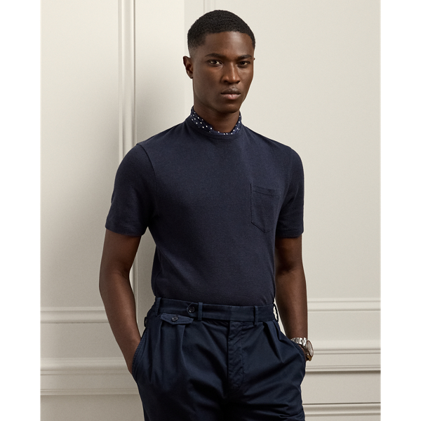 Tシャツ・カットソー Ralph Lauren Ralph Lauren Purple Label Long Sleeve Polo Cotton piqué polo shirt in blue - Ralph Lauren Purple Label