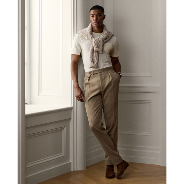 Classic Cream Linen-Cotton Piqu&eacute; Pocket T-Shirt Purple Label 4