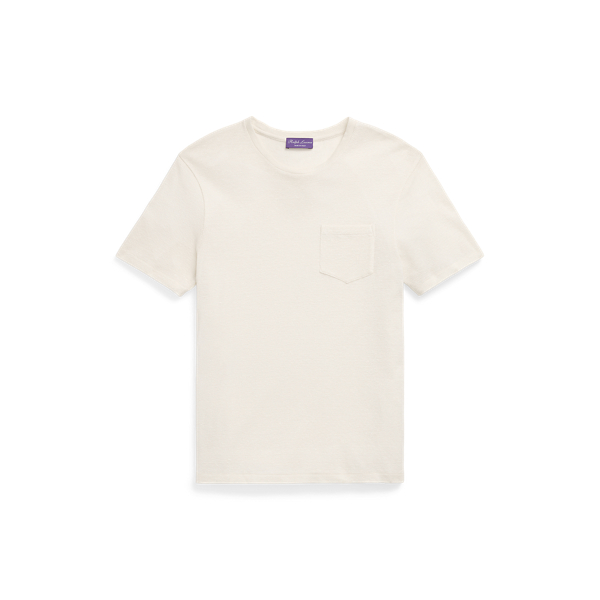 Classic Cream Linen-Cotton Piqu&eacute; Pocket T-Shirt Purple Label 2