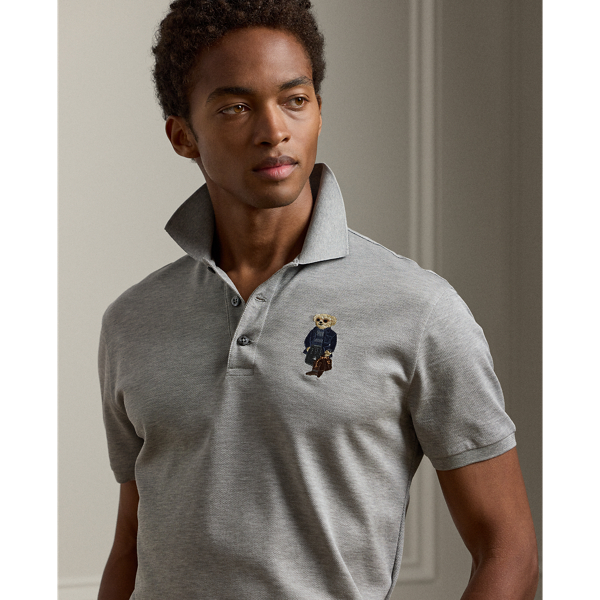 Light Grey Heather Custom Slim Polo Bear Piqu&eacute; Polo Shirt Purple Label 6