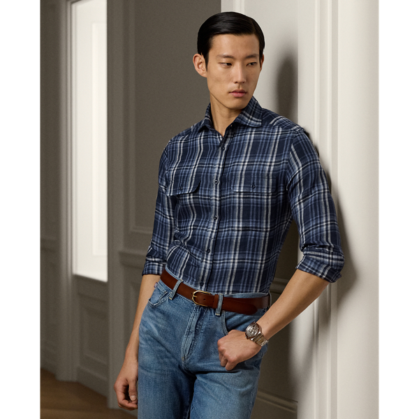 Plaid Linen Twill Shirt 