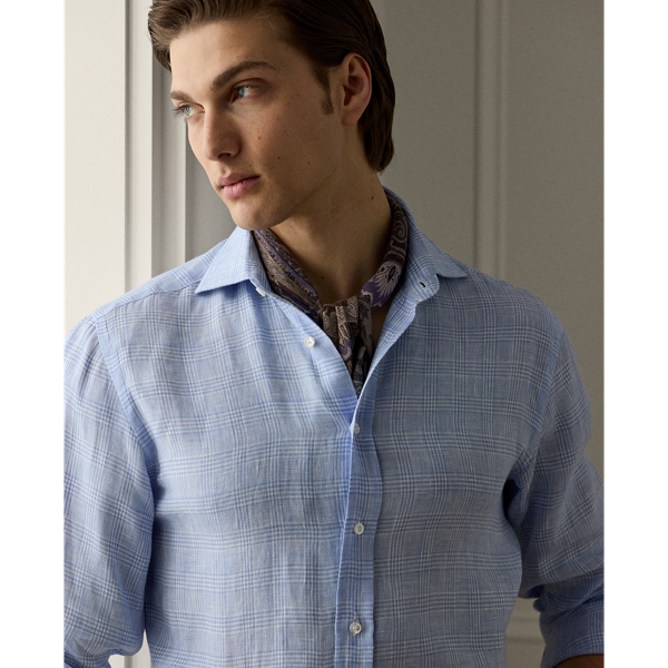 Blue Glen Plaid Linen Shirt Purple Label 6